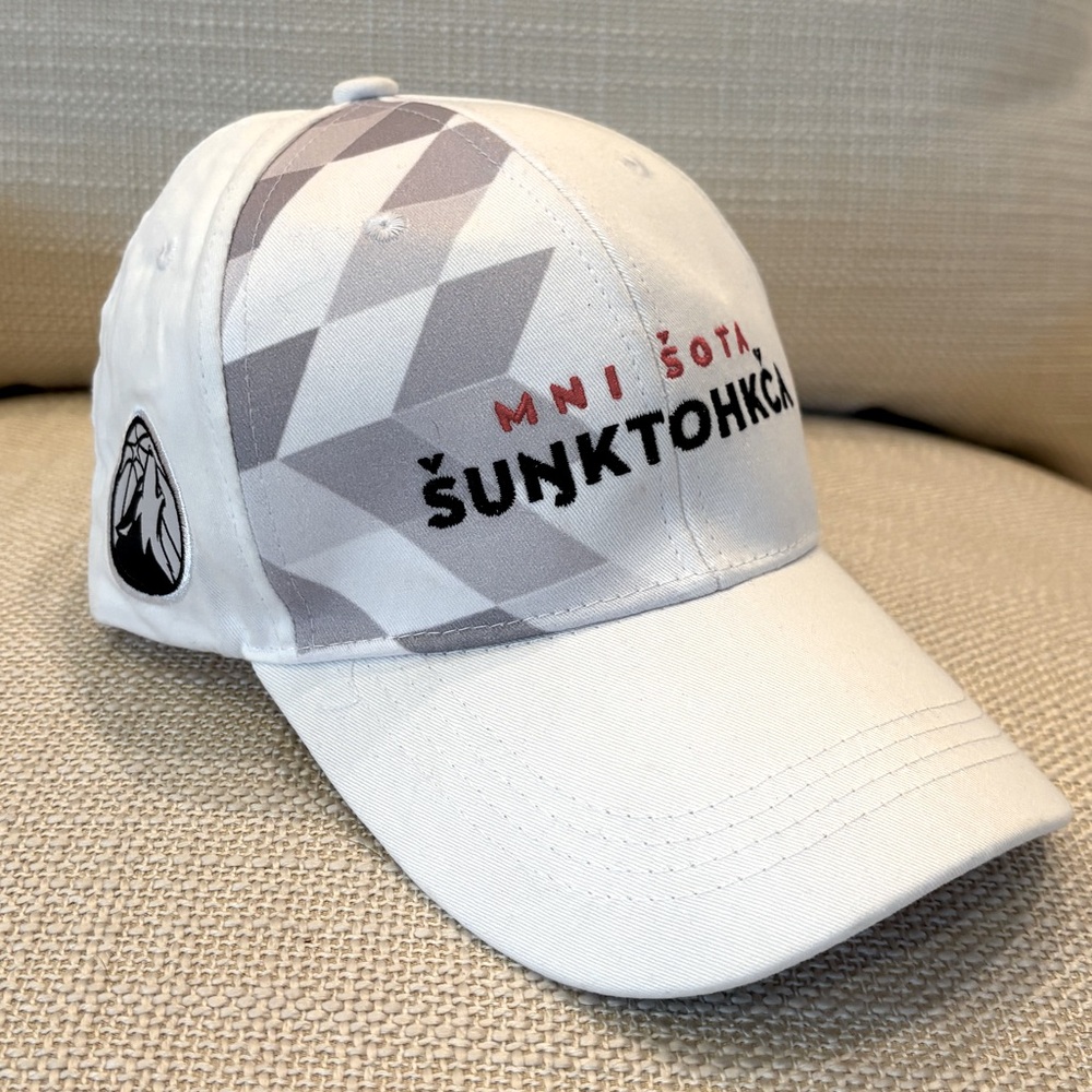 Minnesota Timberwolves Mens Hat Strap Back White Basketball NBA Native American